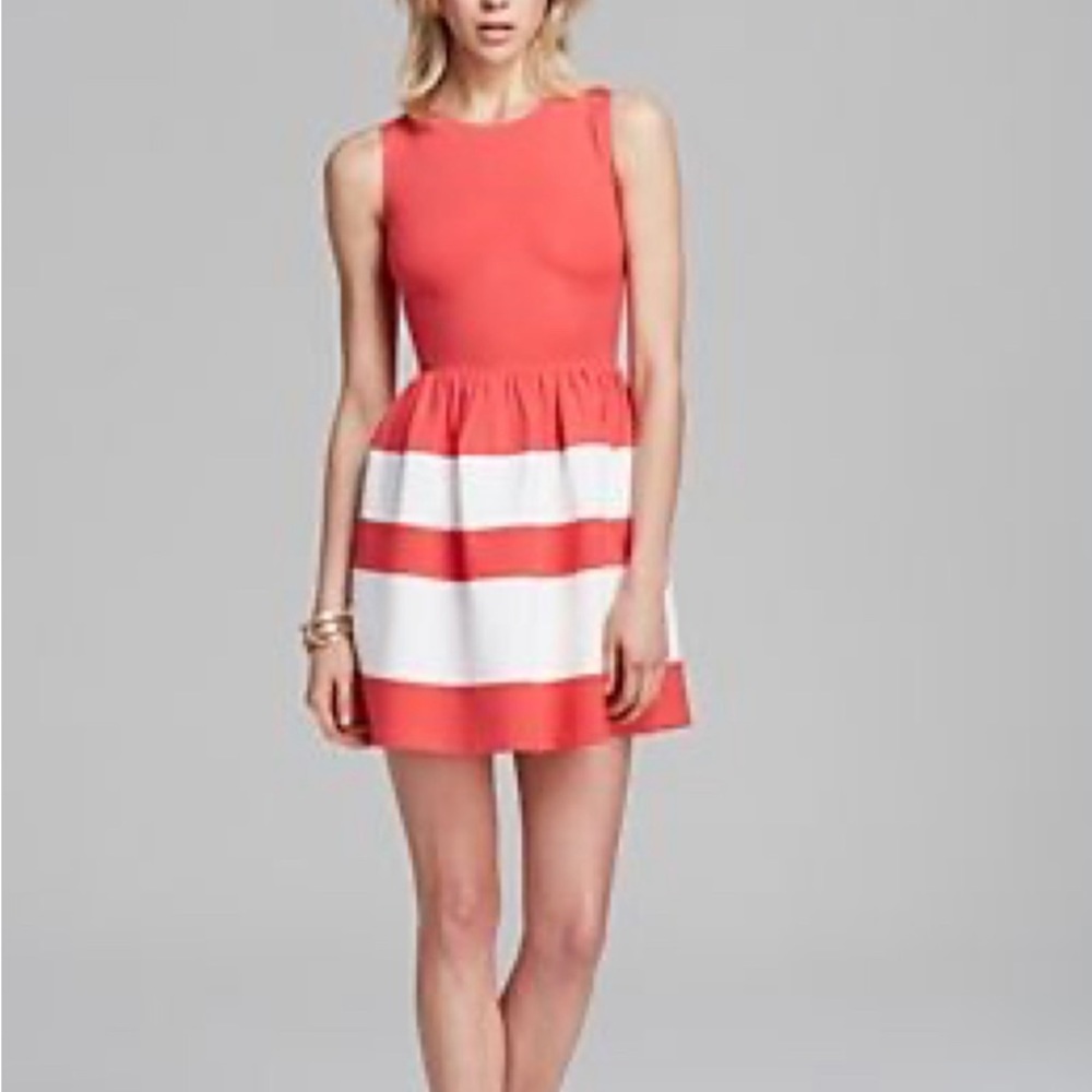 Coral Striped Aqua Dress